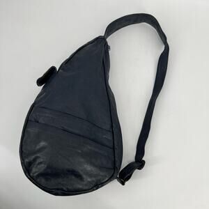 Ameribag 19 Inch Healthy Back Sling Bag Navy Blue Leather Ergonomic Crossbody